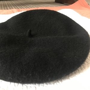Anthropologie Black Wool Beret